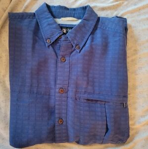 Mens Outside Edge Blue Short Sleeve Shirt, Size Large